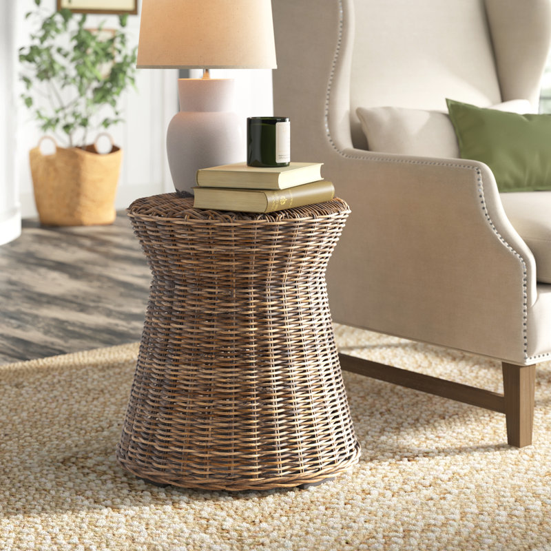 Rivera Rattan Drum End Table & Reviews Birch Lane